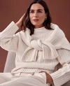 Ann Taylor Cashmere Waffle Stitch Roll Neck Sweater In Pale Ivory