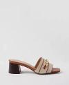 Ann Taylor Chain Flare Block Heel Sandals In Fresh Canvas