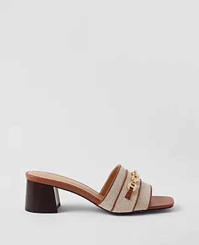 Ann Taylor Chain Flare Block Heel Sandals In Fresh Canvas