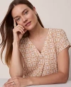Ann Taylor Chain Link Mixed Media Top In Brown