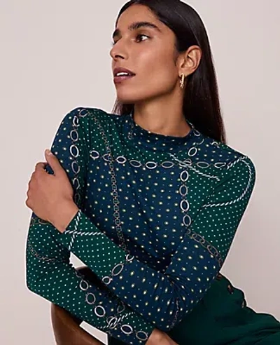 Ann Taylor Chain Link Mock Neck Top In Multi