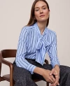 Ann Taylor Chain Link Print Satin Bow Blouse