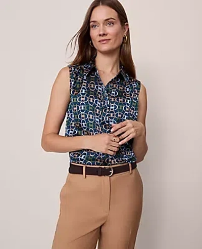 Ann Taylor Chain Link Print Sleeveless Shirt