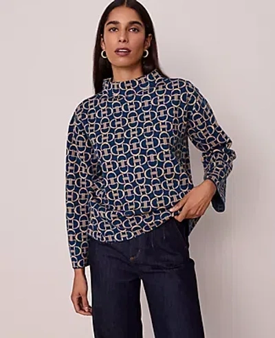 Ann Taylor Chain Link Print Sweater In Gray