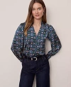 Ann Taylor Chain Link Print V-neck Popover Top In Multi