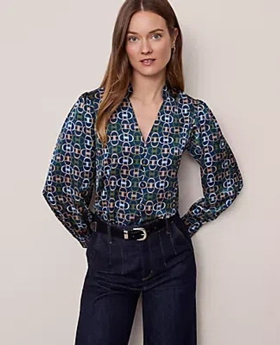 Ann Taylor Chain Link Print V-neck Popover Top In Multi