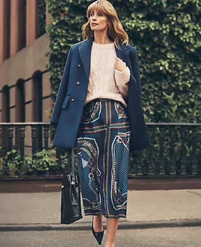 Ann Taylor Chain Link Satin Wrap Midi Skirt In Multi