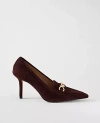 Ann Taylor Chain Pointy Toe Suede Pumps In Brown