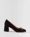 Ann Taylor Chain Suede Block Heel Pumps In Black