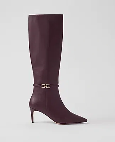 Ann Taylor Chain Wrap Leather Boot In Rich Cranberry