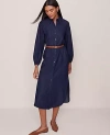 Ann Taylor Chambray Column Midi Dress In Blue
