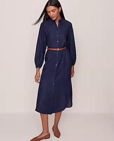Ann Taylor Chambray Column Midi Dress In Blue