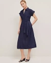 Ann Taylor Chambray Flare Midi Shirtdress In Dark Chambray