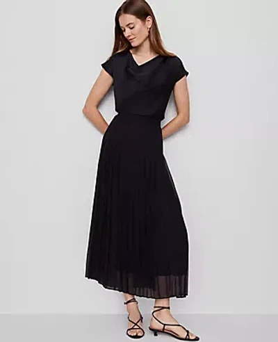 Ann Taylor Chiffon Pleated Maxi Skirt In Black