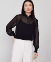 Ann Taylor Chiffon Ruffle Popover Top In Black