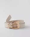 Ann Taylor Chunky Buckle Leather Belt In Tahini