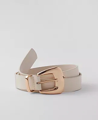 Ann Taylor Chunky Buckle Leather Belt In Tahini