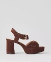 Ann Taylor Chunky Buckle Suede Platform Sandals