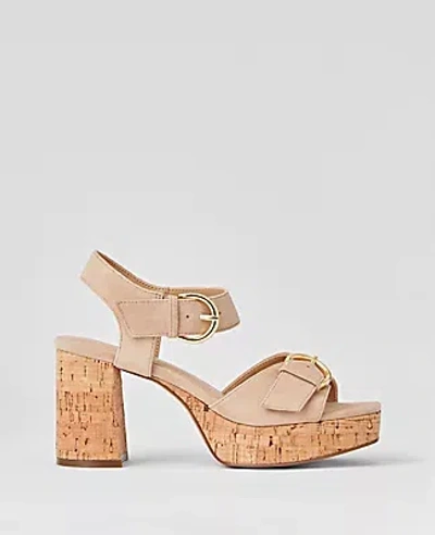 Ann Taylor Chunky Buckle Suede Platform Sandals