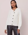 Ann Taylor Chunky Ribbed Crewn Neck Cardigan In White