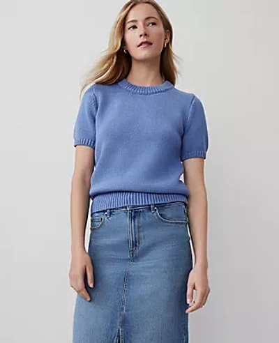 Ann Taylor Chunky Wedge Sweater Tee In Colony Blue