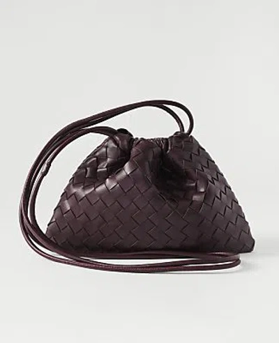 Ann Taylor Cinched Woven Shoulder Bag In Purest Plum