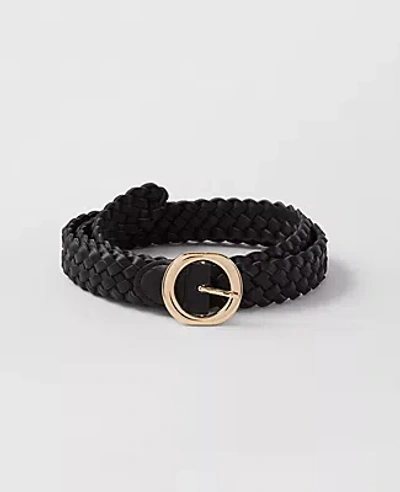 Ann Taylor Circle Buckle Braided Belt In Black