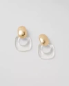 Ann Taylor Clear Hoop Earrings In Goldtone