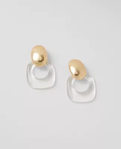 Ann Taylor Clear Hoop Earrings In Goldtone