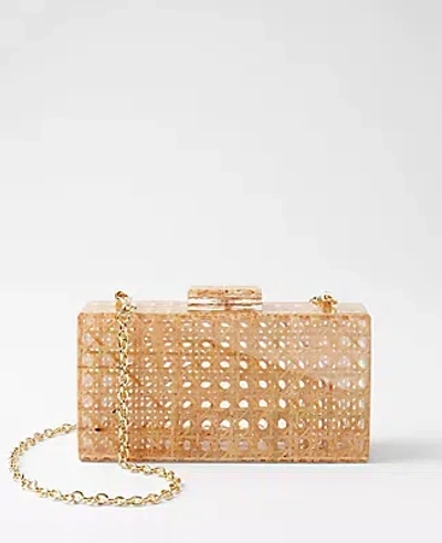 Ann Taylor Clear Woven Straw Hard Clutch In Natural