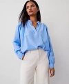 Ann Taylor Clip V-neck Blouson Popover Top In Clear Skies