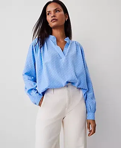 Ann Taylor Clip V-neck Blouson Popover Top In Clear Skies