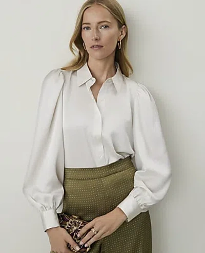 Ann Taylor Collared Blouson Sleeve Shirt In Sea Pearl
