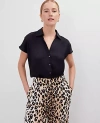 Ann Taylor Collared Button Top In Black