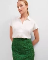 Ann Taylor Collared Button Top In White