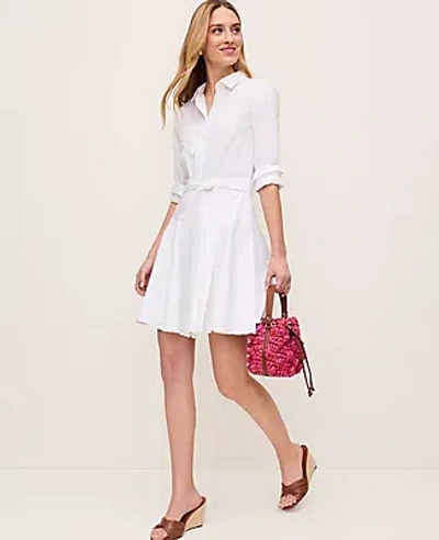 Ann Taylor Collared Flare Shirtdress In White