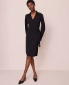 Ann Taylor Collared Knit Wrap Dress In Black