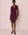Ann Taylor Collared Knit Wrap Dress In Purple