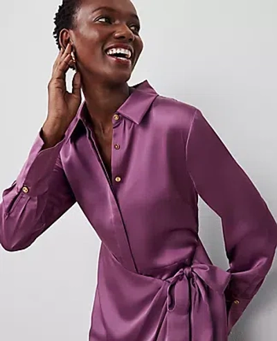 Ann Taylor Collared Midi Shirtdress In Wisteria Shadow