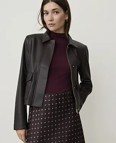 Ann Taylor Collared Patch Pocket Jacket In Pure Chocolate