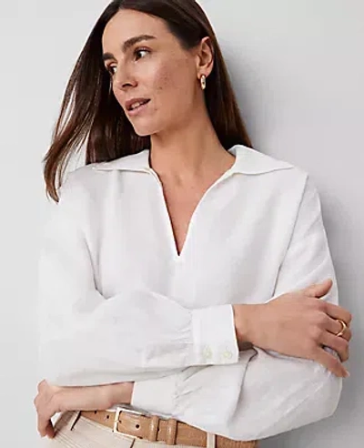 Ann Taylor Collared Popover Top In White