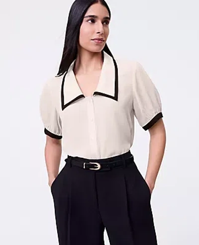 Ann Taylor Collared Puff Sleeve Blouse