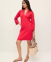 Ann Taylor Collared Shift Dress In Red