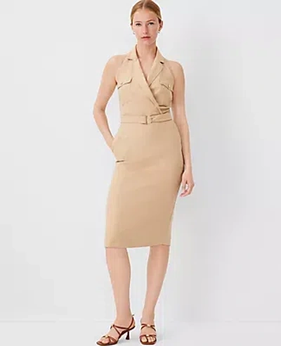Ann Taylor Collared Sleeveless Sheath Dress In Baguette