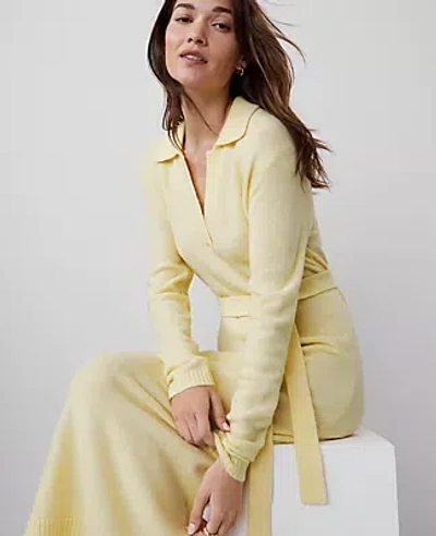 Ann Taylor Collared Sweater Dress In Pale Forsythia