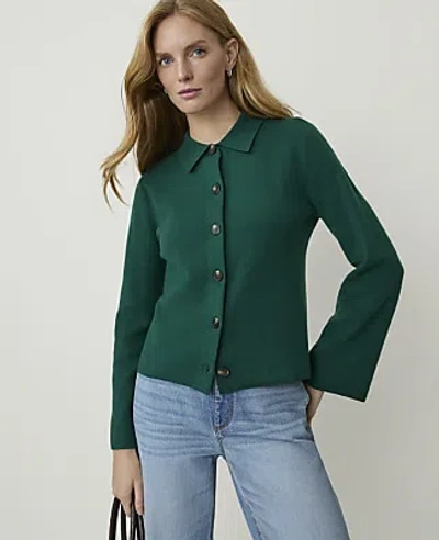 Ann Taylor Collared Sweater Jacket In Night Garden
