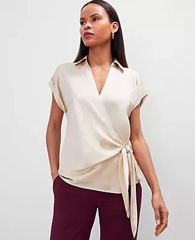 Ann Taylor Collared Tie Waist Top
