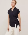 Ann Taylor Collared Tie Waist Top In Black