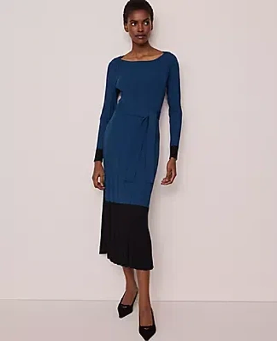 Ann Taylor Color Block Ribbed Sweater Dress In Multi