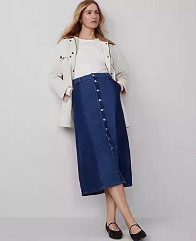 Ann Taylor Colorblock Denim Midi Skirt In Vintage Two Tone Wash